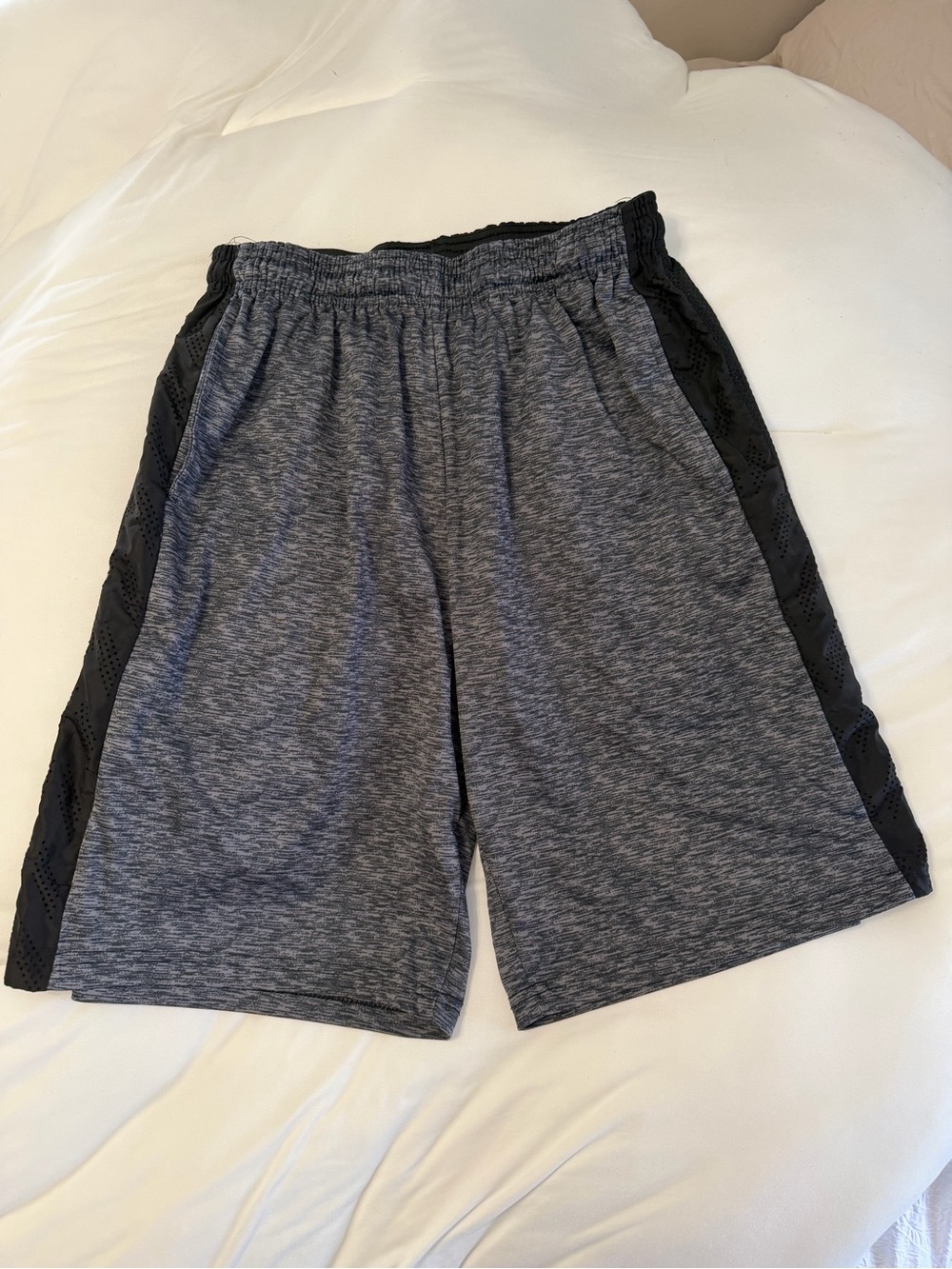 Game Time Men's Heather Gray Athletic Shorts with Black Side Panels
